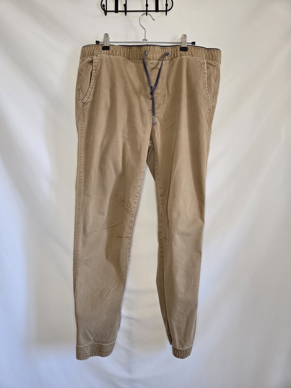 Plugg Men's Drawstring Jogger Pants in Tan with Contrast Drawstring